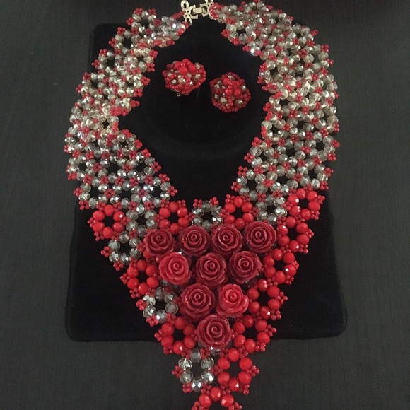 African jewelry set necklace, bracelet, earrings - Picture 2 of 2